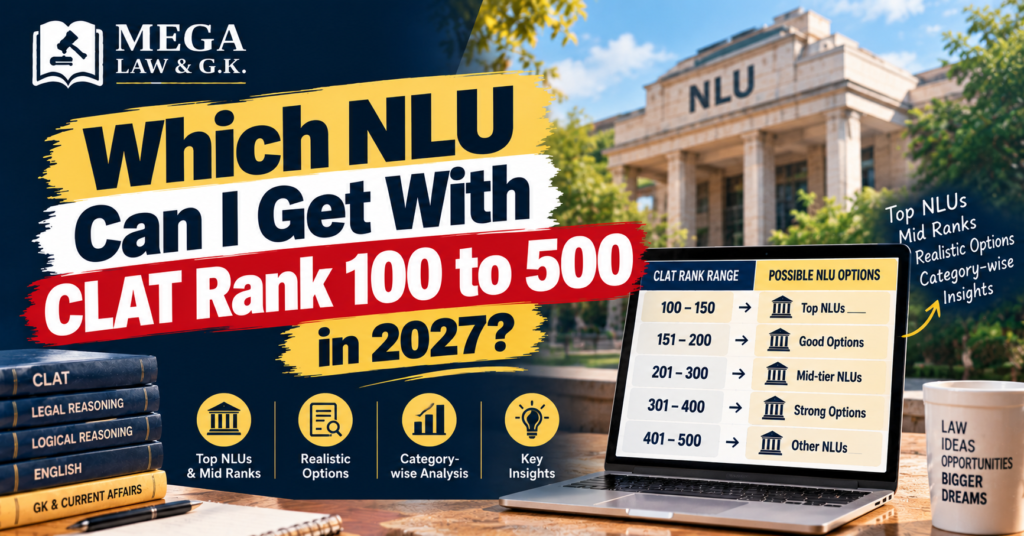 Which NLU Can i get with CLAT Rank 100 to 500 in 2027